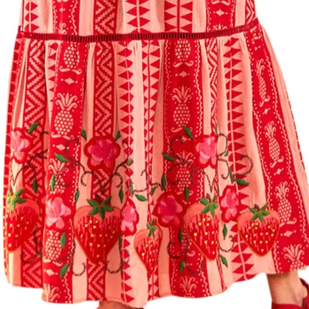 Farm Rio Pineapple Jacquard Split-Neck Maxi Dress - Picture 7 of 16
